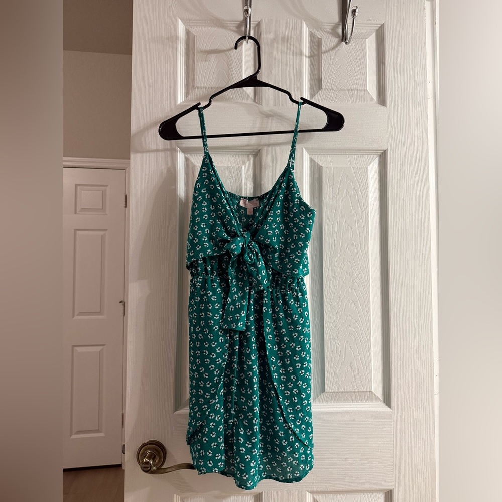 Pink Lily Green Floral Knot Romper